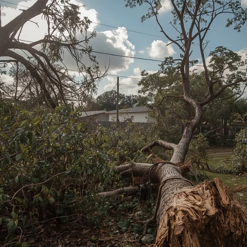 Yard debris cleanup after storm damage