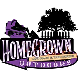 Homegrown Outdoors logo featuring an a vintage off-road vehicle on a purple background